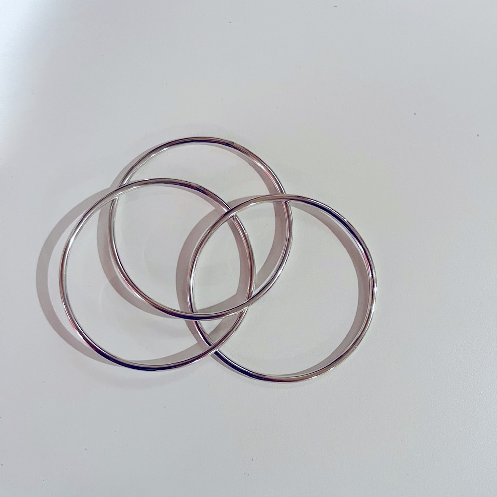 Sterling Silver Set Of Three Attached Bangles